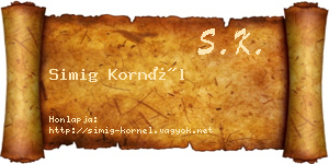 Simig Kornél névjegykártya